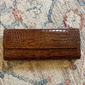 Brown Crocodile Clutch